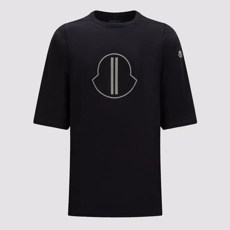 Moncler x Rick Owens Men's Summer Black Logo Print Loose Round Neck Short Sleeve T-Shirt #98317