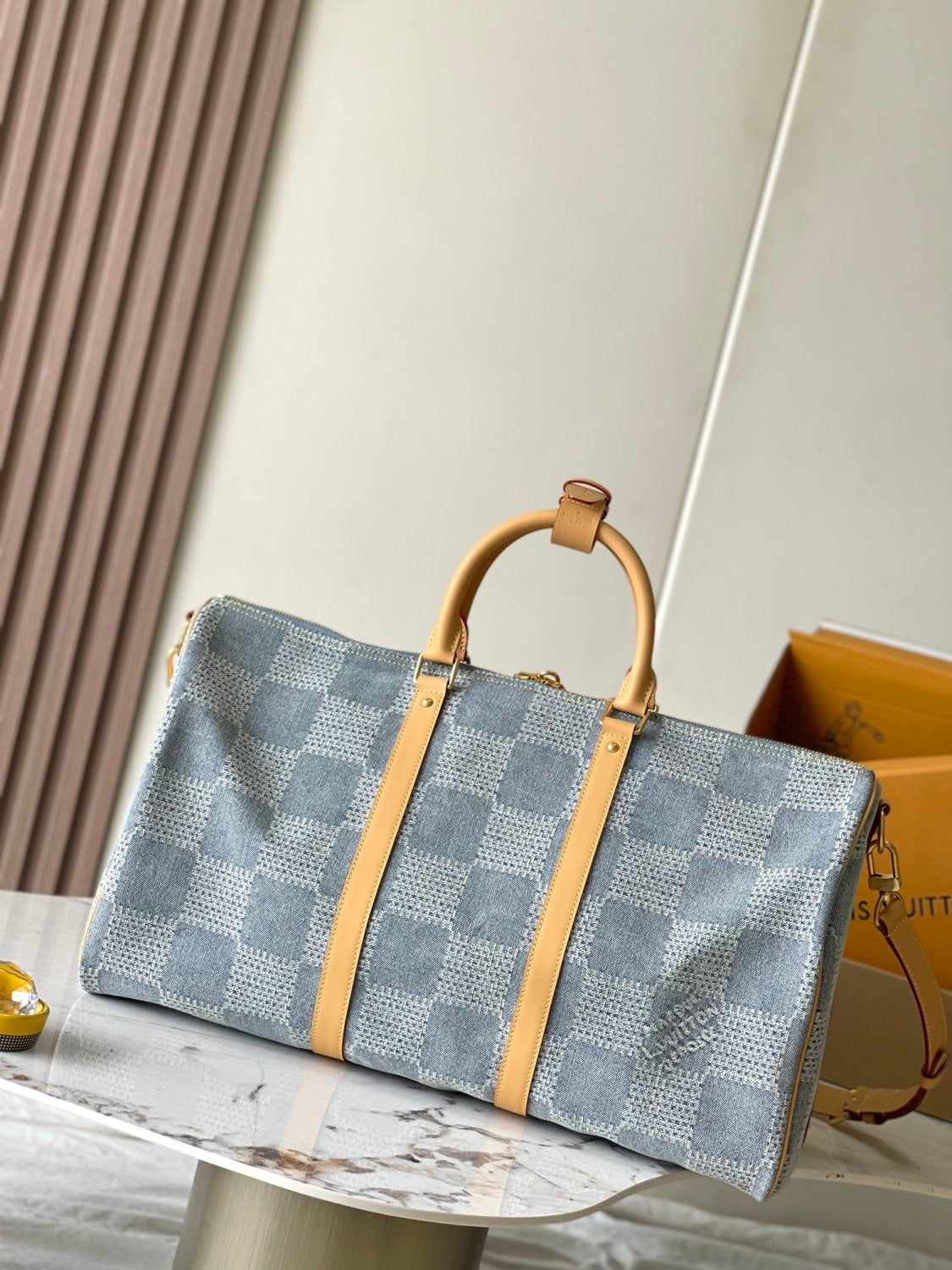 Louis Vuitton Keepall Bandoulière 50 Men's and Women's Detachable Adjustable Shoulder Strap Zipper Closure Denim Step Shoulder Tote Travel Bag Bags #76823