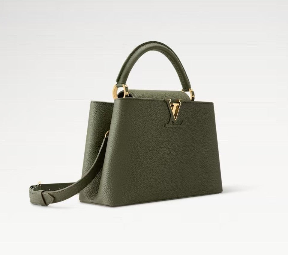 Louis Vuitton CAPUCINES BB Handbag M25474 Army Green Chip Capucines Small Handbag Taurillon Leather Monogram Floral Pattern Modern Clutch Tote Bag Crossbody Bag #195563