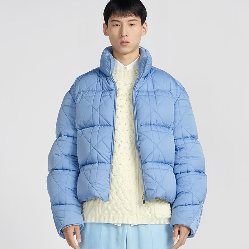 Dior Men's Autumn And Winter Fashion Trend Casual Zipper Stand Up Collar High Street Down Jacket Blue And Black Ngvp #7327
