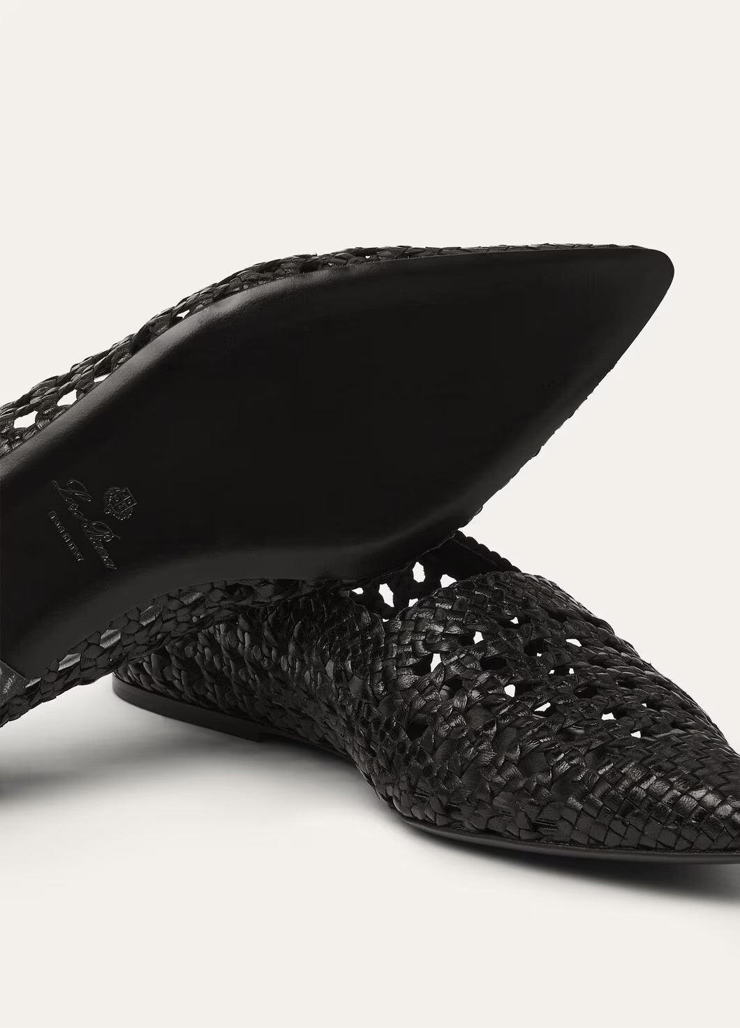 Loro Piana Women's Spring. Summer And Autumn Ayame Flat Ballet Shoes Retro Weaving Hollow Cowhide Solid Color Pointed Single Shoes Ngvp #1692