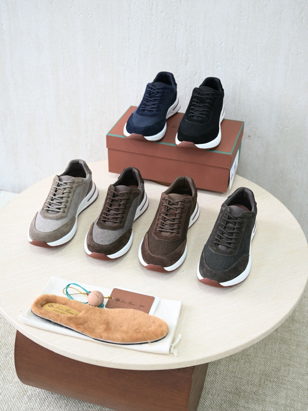 Loro Piana Week End Walk Wool Thick Sole Lace Low Top Lifestyle Shoes Men's Brown Green #332220