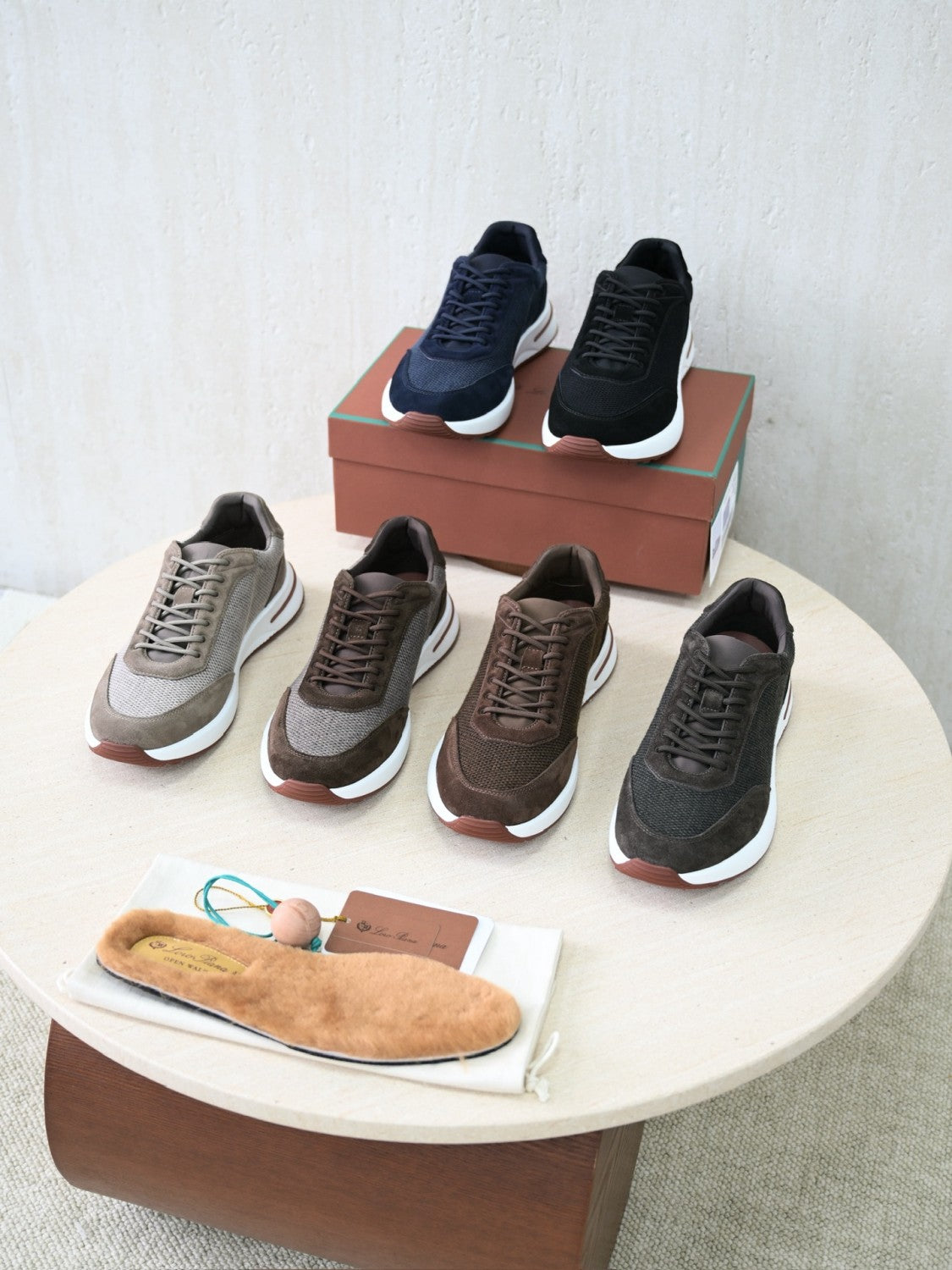 Loro Piana Week End Walk Wool Thick Sole Lace Low Top Lifestyle Shoes Men's Brown Green #332220