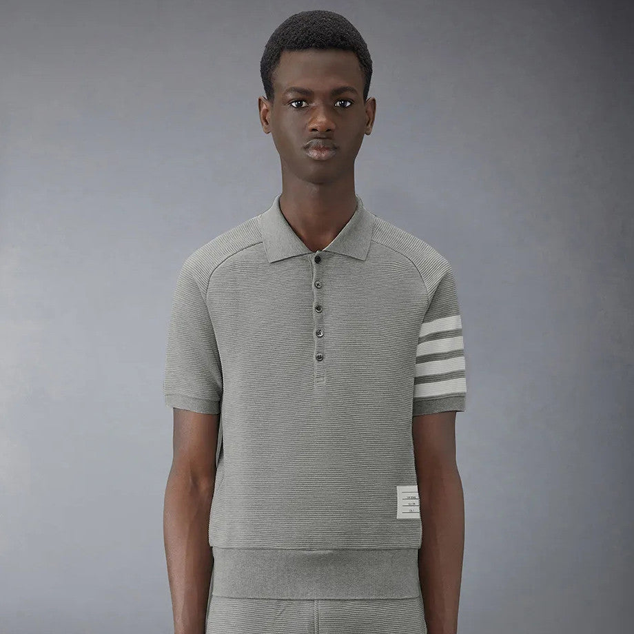 Thom Browne Men's Summer Solid Color Striped Cotton Polo Shirt Short Sleeve T-Shirt #99912