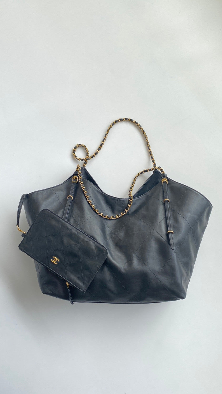 Chanel Maxi Shopping Bag Calfskin Gold-tone #336627