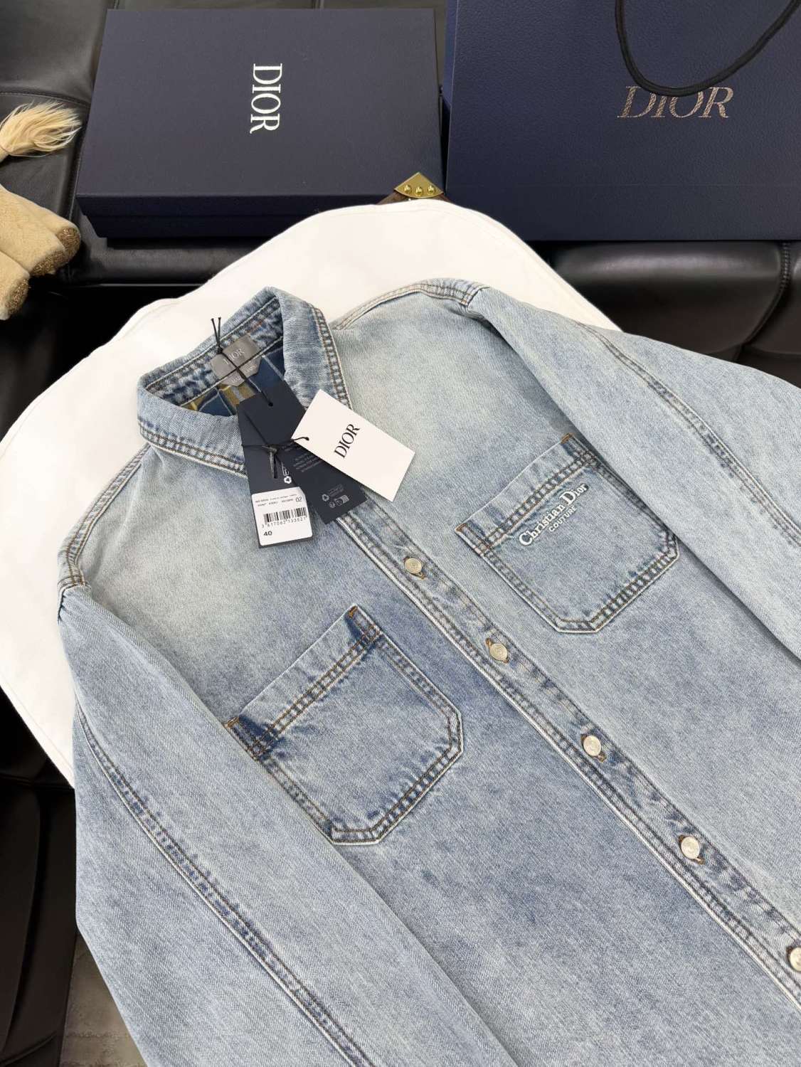 Dior Men's Spring And Fall Solid Color Embroidered Letters Single Breasted Long Sleeved Denim Jacket Jeans Pants Set Suit #74986