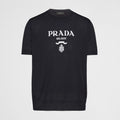 Prada Men's Summer Dark Blue Letter Print Round Neck Cotton Short Sleeve T-Shirt #99512