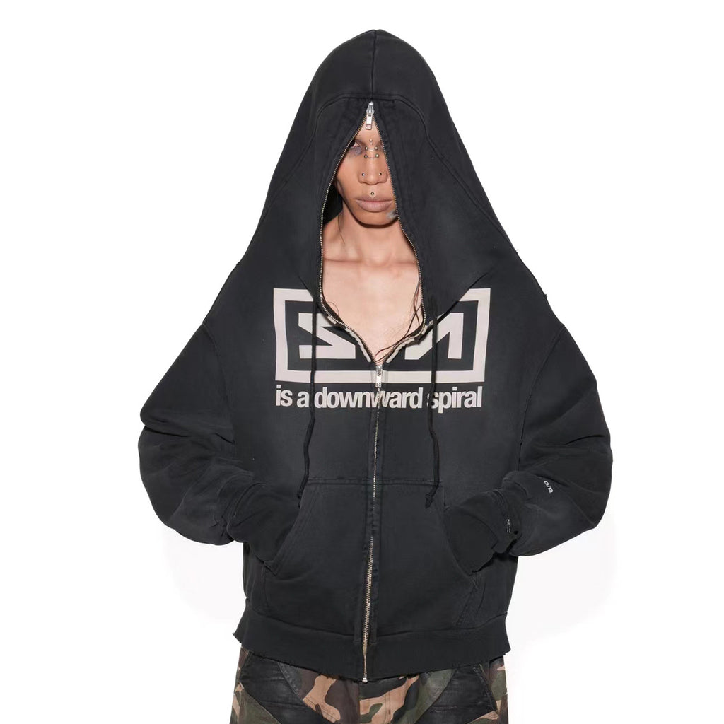 GRAILZ Men's Spring And Autumn 2-in-1 Gloves with Shoulder Zipper Letter Print Hoodie Sweatshirt Long Sleeve Jacket Ngvp #1858