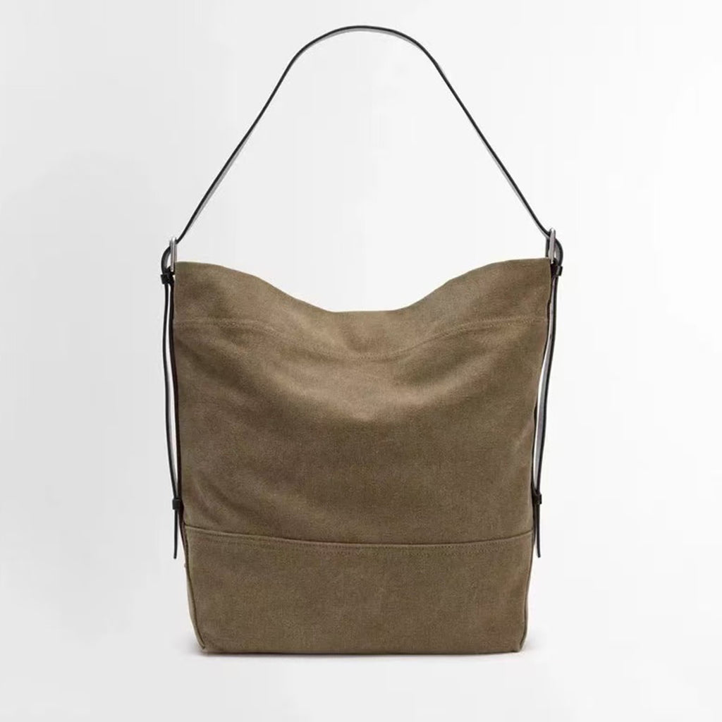 Lemaire Women's Canvas Adjustable Shoulder Strap Tote Bag Fashion Trend High Street Cowboy Splicing Large Capacity Handbag Shoulder Bag Ngvp #2432