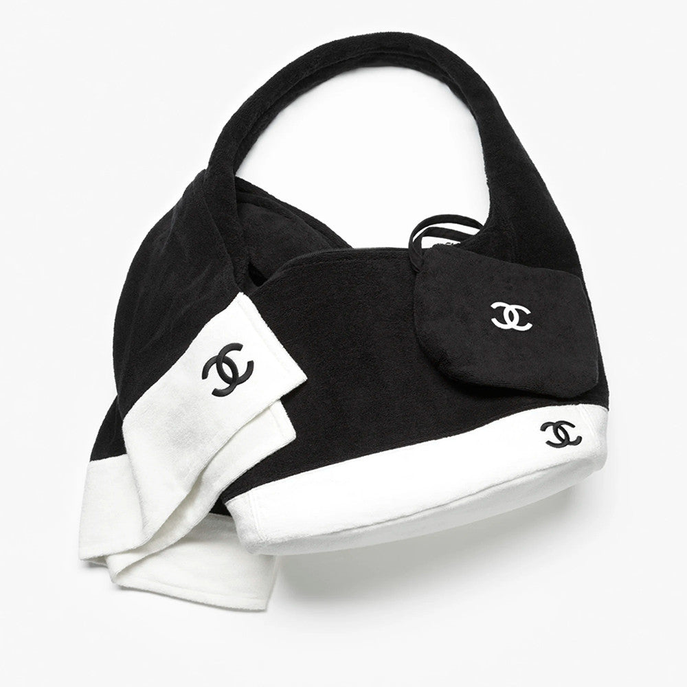 Chanel 2026 Beach Bag Set Classic Black And White Colorway Large Capacity (45 X 60 X 20 Cm) Mini Wallet (17 X 20 Cm) Beach Towel (170 X 103 Cm) Bags #196926