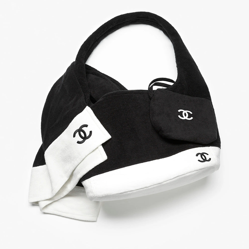 Chanel 2026 Beach Bag Set Classic Black And White Colorway Large Capacity (45 X 60 X 20 Cm) Mini Wallet (17 X 20 Cm) Beach Towel (170 X 103 Cm) Bags #196926