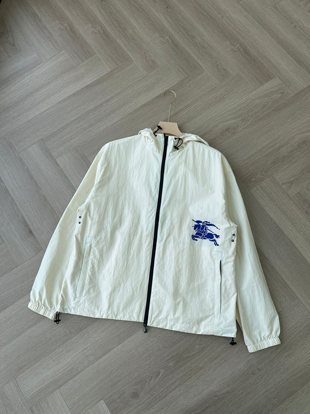 Burberry Men's Spring and Autumn Solid Color Logo Printed Hooded Zipper Long Sleeve Jacket #72149