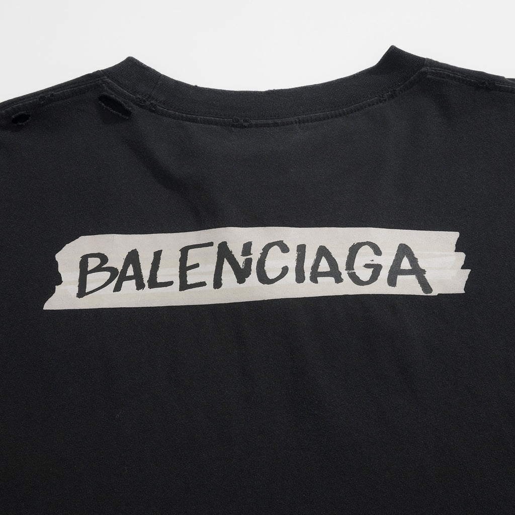 Balenciaga Women's and Men's Masking Tape T-shirt Medium Fit in Faded Black #333475