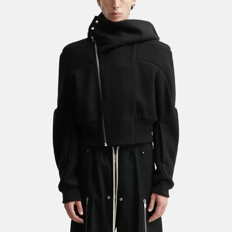 Rick Owens Cropped Hooded Fligh Jacket Black Virgin Wool Cropped Flight Jacket #332196