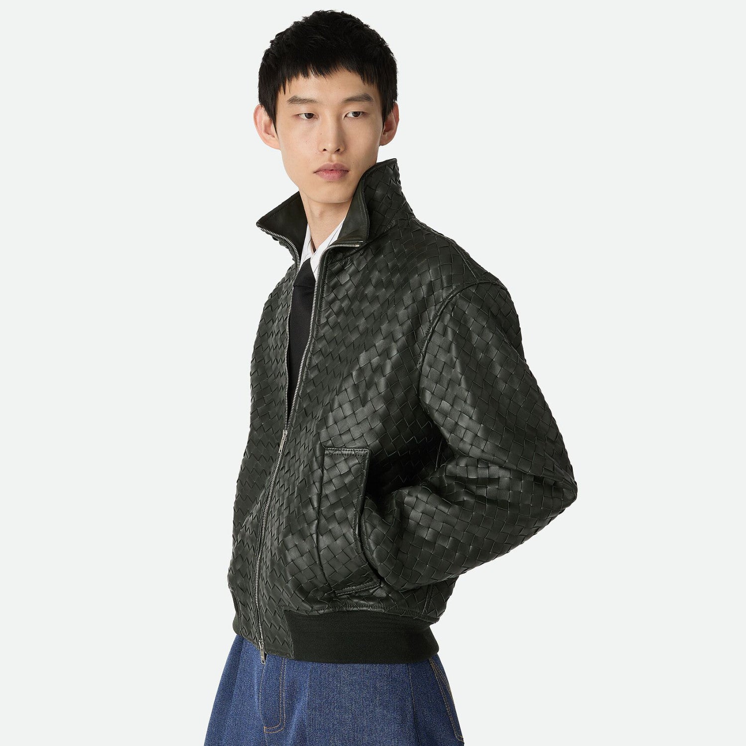 Bottega Veneta Men's And Women's Fall/Winter Fashion Casual Solid Color Hand Knitted Sheepskin Suede Zipper Jacket #78925