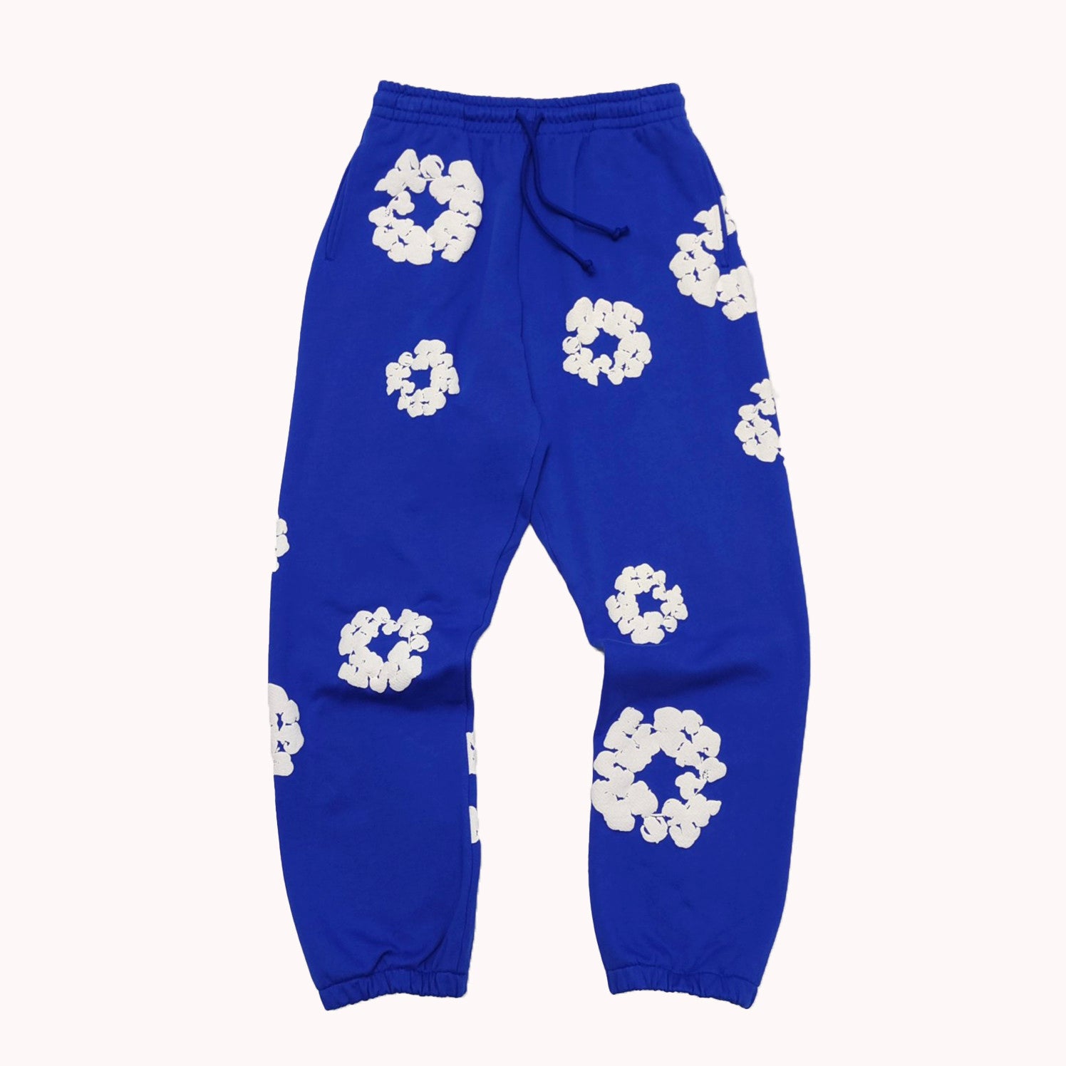 Denim Tears Men's And Women's Spring And Autumn Fashion Trends High Street Kapok Flower Casual Cotton Ribbed Loose Pants Ngvp #8877