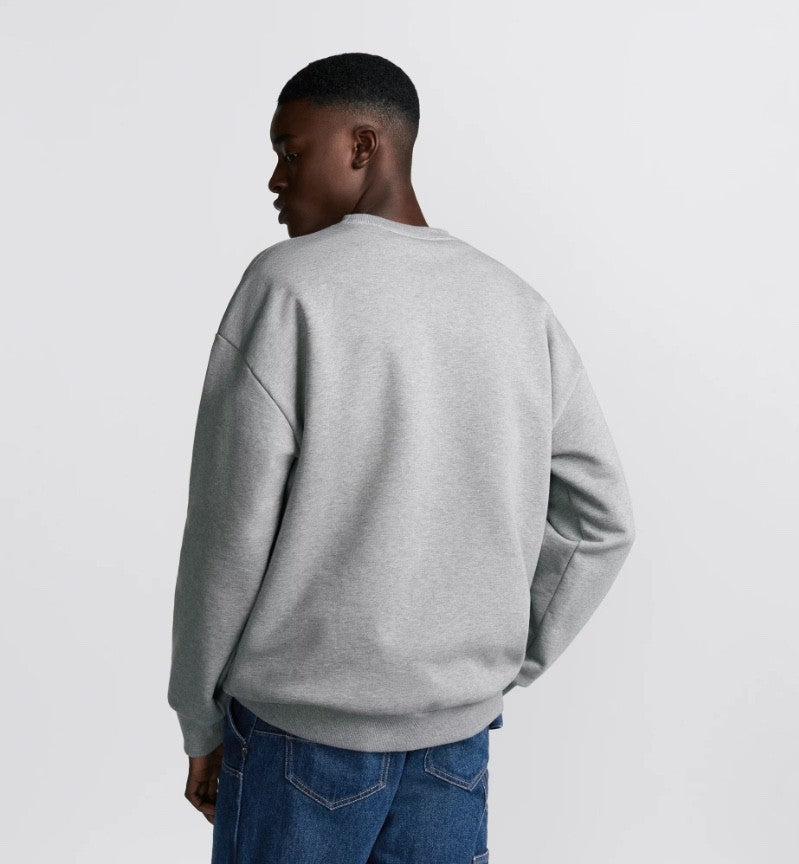 Dior Men's Spring and Autumn Gray Embroidered Letter Logo Round Neck Cotton Long Sleeve Sweatshirt Pullover #72898