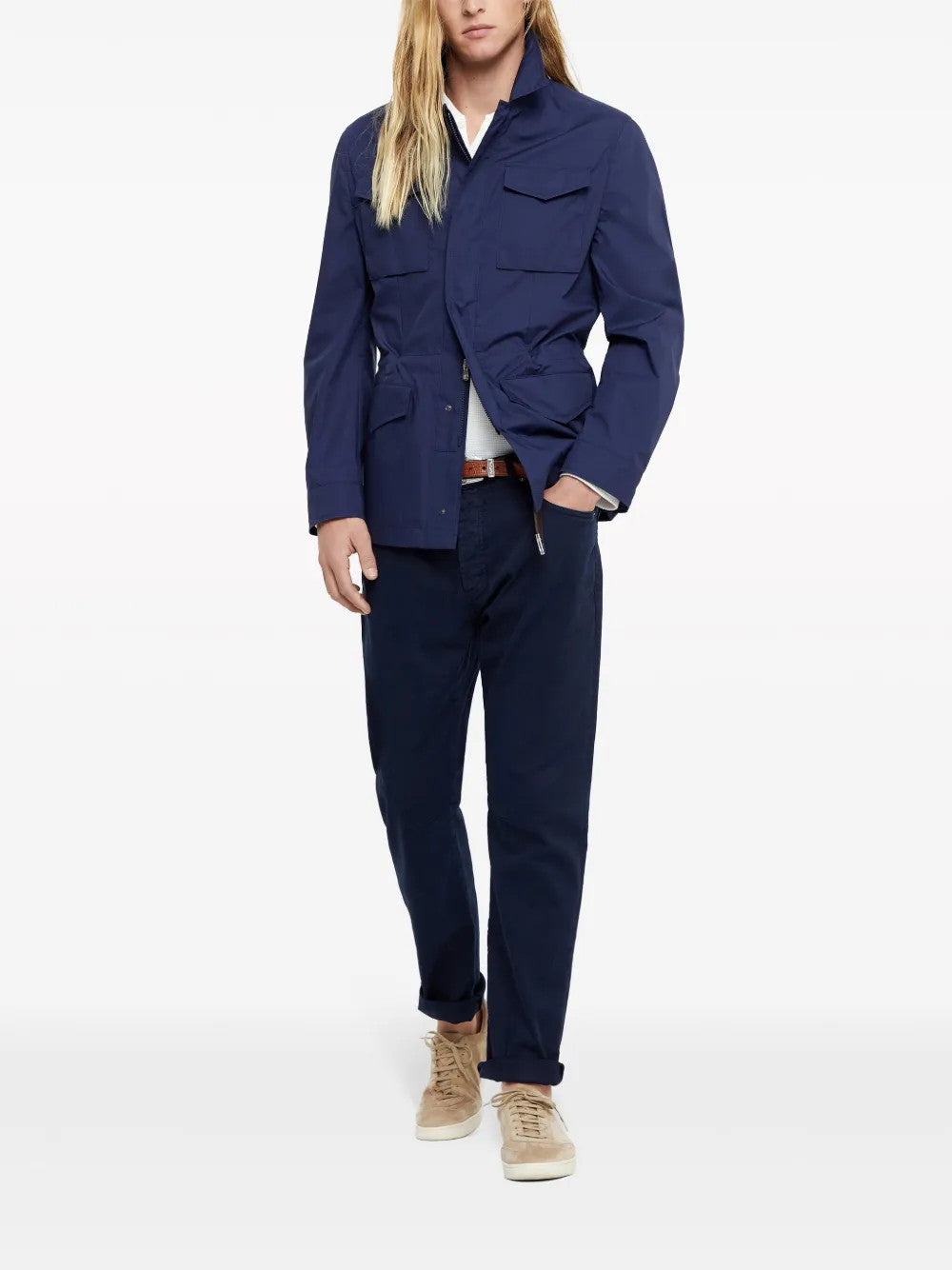 Brunello Cucinelli Men's Solid Color Lapel Spring & Autumn Long Sleeve Lightweight Shirt Style Jacket Ngvp #1375