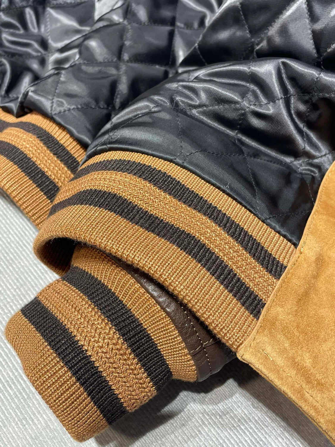 Berluti Suede Leather Patchwork Varsity Jacket #96481