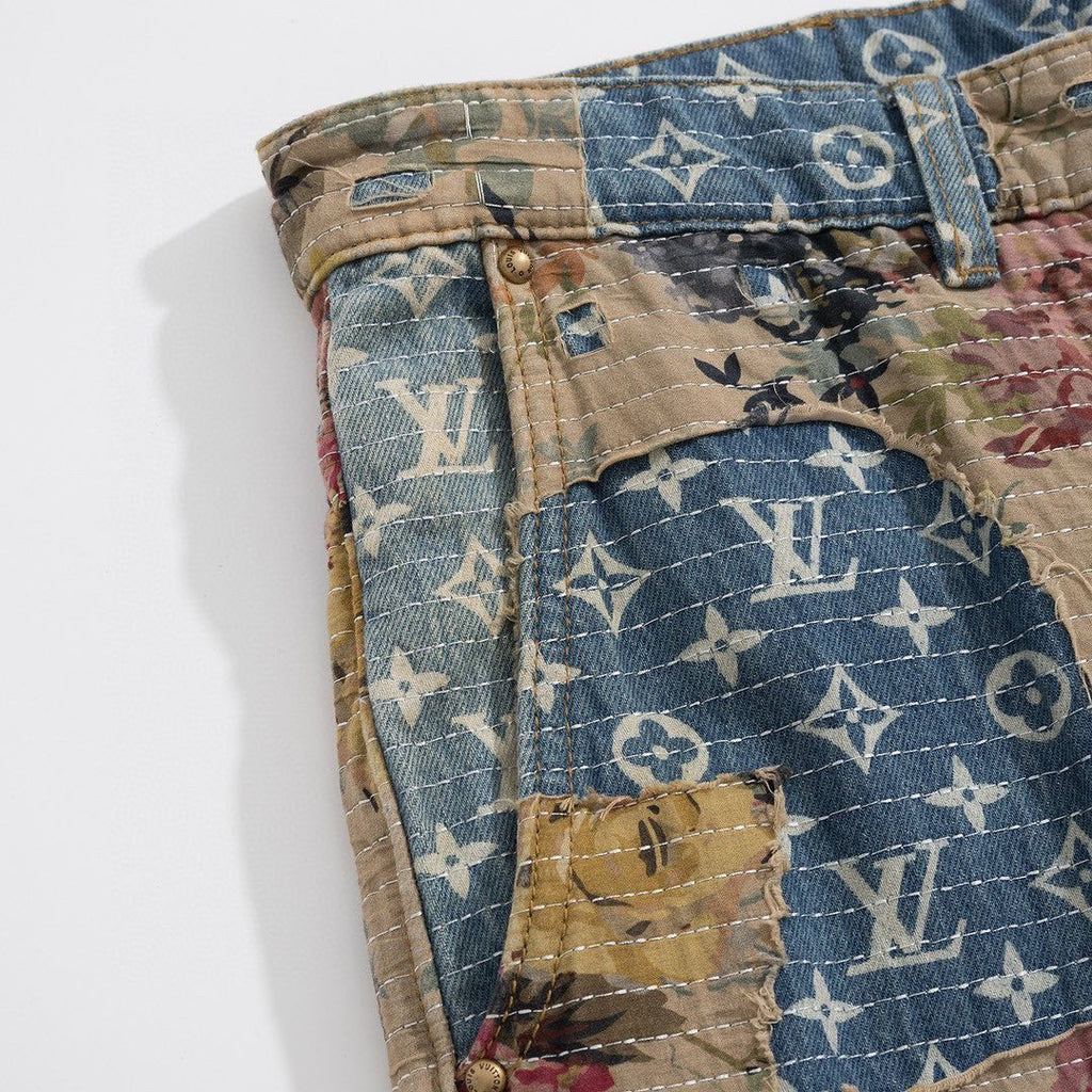Louis Vuitton Destroyed Carpenter Bell Bottom Denim Pants #5858