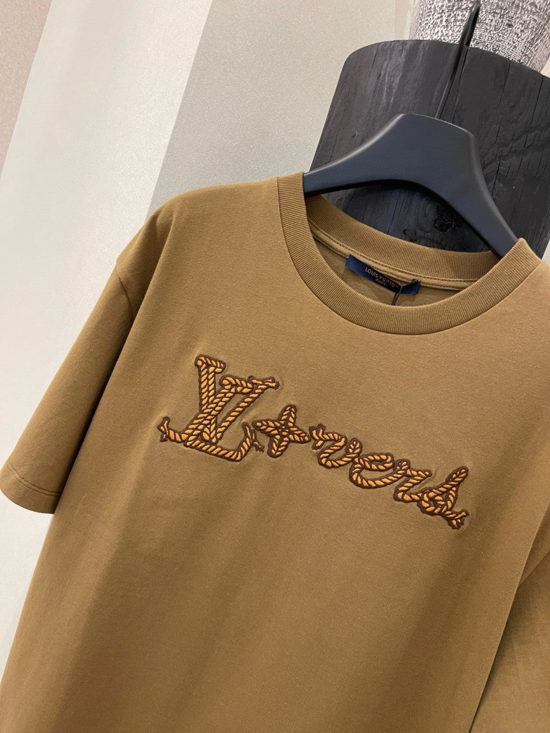 Louis Vuitton Men's Summer Solid Color Embroidered Letter Logo Round Neck Cotton Short Sleeve T-Shirt #72431