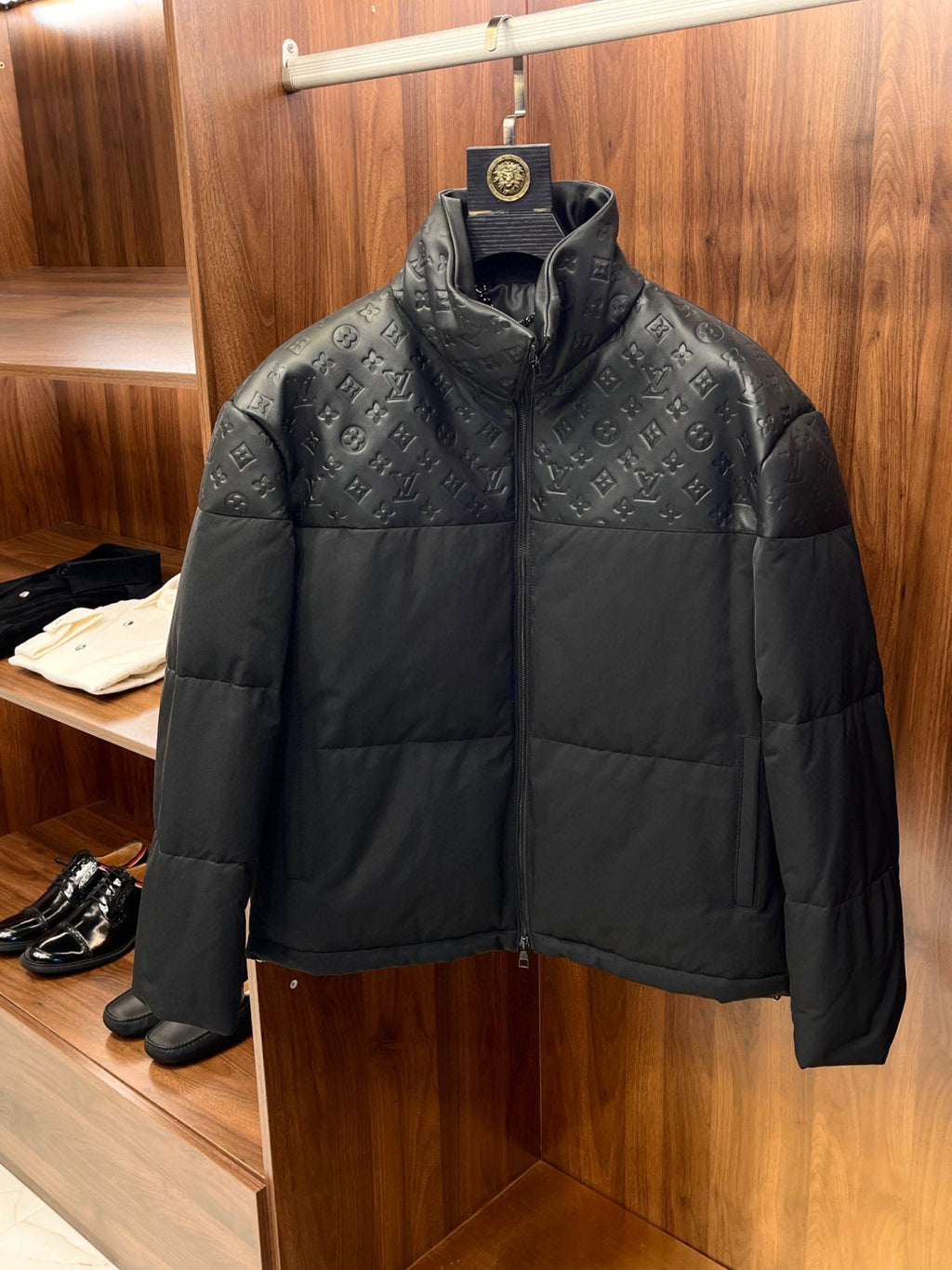 Louis Vuitton Men's Winter Leather Patchwork Loose Zipper Oversized Puffer Down Jacket #97244
