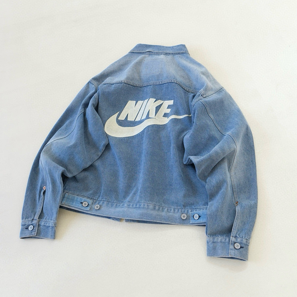 Nike x Levi's Men's Spring/fall Fashion Casual Loose Fit Single Breasted Collared Double Pocket Denim Jacket Letter Printed Loose Fit Casual Denim Pants Suit Set #78496