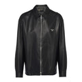 Prada Men's Fall And Winter Black Sheepskin Lapel Zipper Long Sleeved Jacket #98475