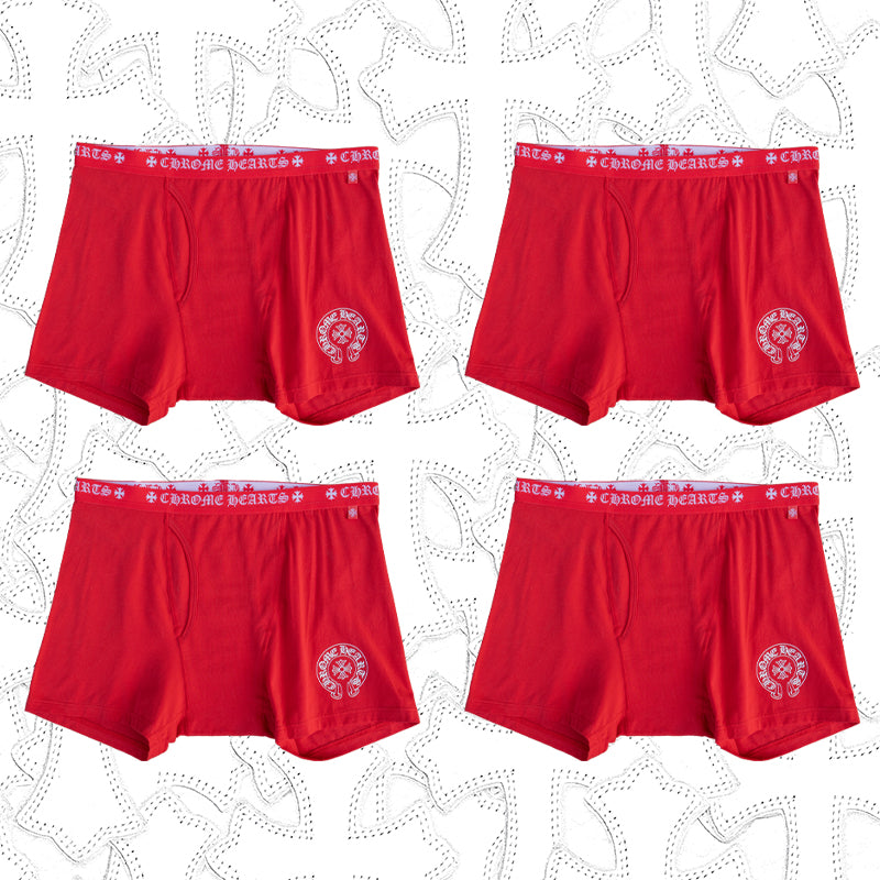 NlGO Chrome Hearts Men's And Women's Pure Color Sanskrit Print Cotton High Elasticity Boxer Briefs Underwear #77394