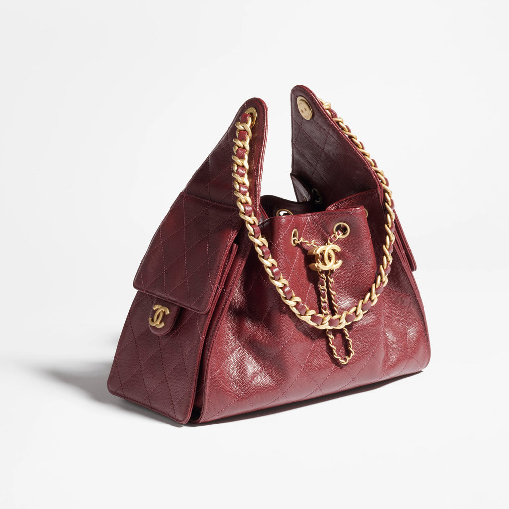 Chanel Women's Fashion Classic Solid Color Leather Logo Drawstring Underarm Bag Chain Handbag Tote Shoulder Bag Bags AS5293-B20304-U2367 #78855