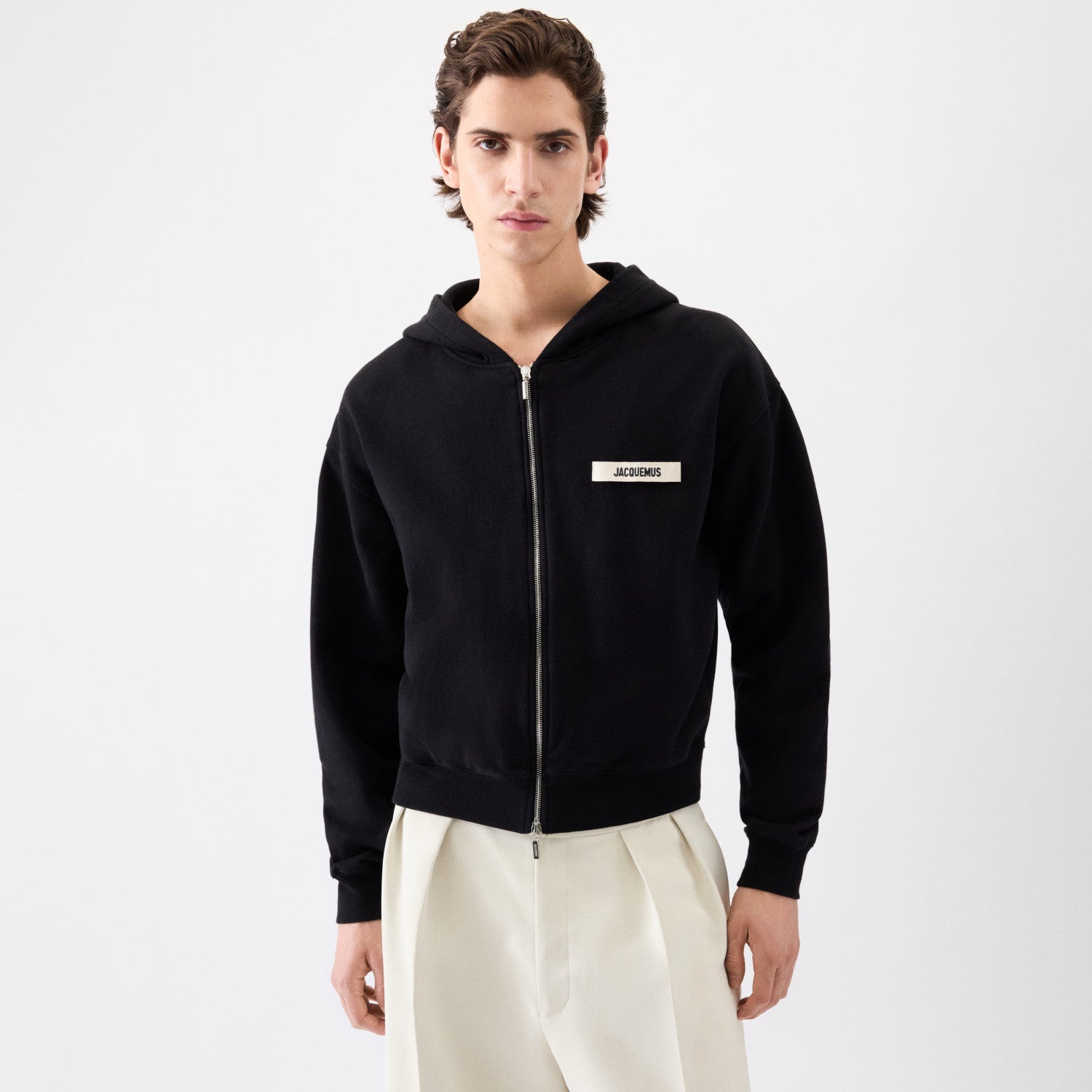 Jacquemus Men's And Women's Spring/fall Fashion Casual Solid Color Hooded Zipper Oversized Sweatshirt Jacket #79531