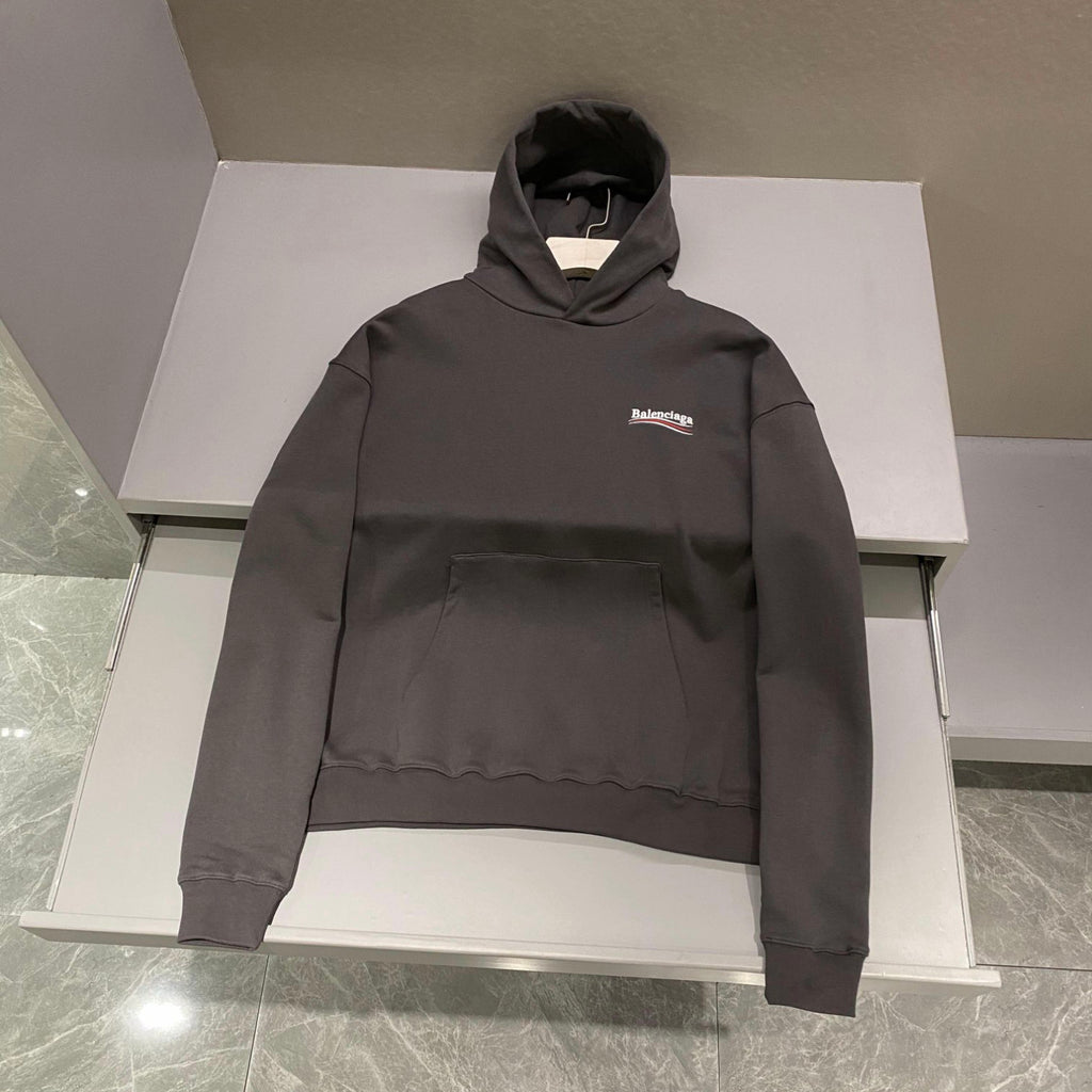 Balenciaga Men's And Women's Spring And Fall Embroidered Letters Logo Solid Color Cotton Hooded Sweatshirt #73374