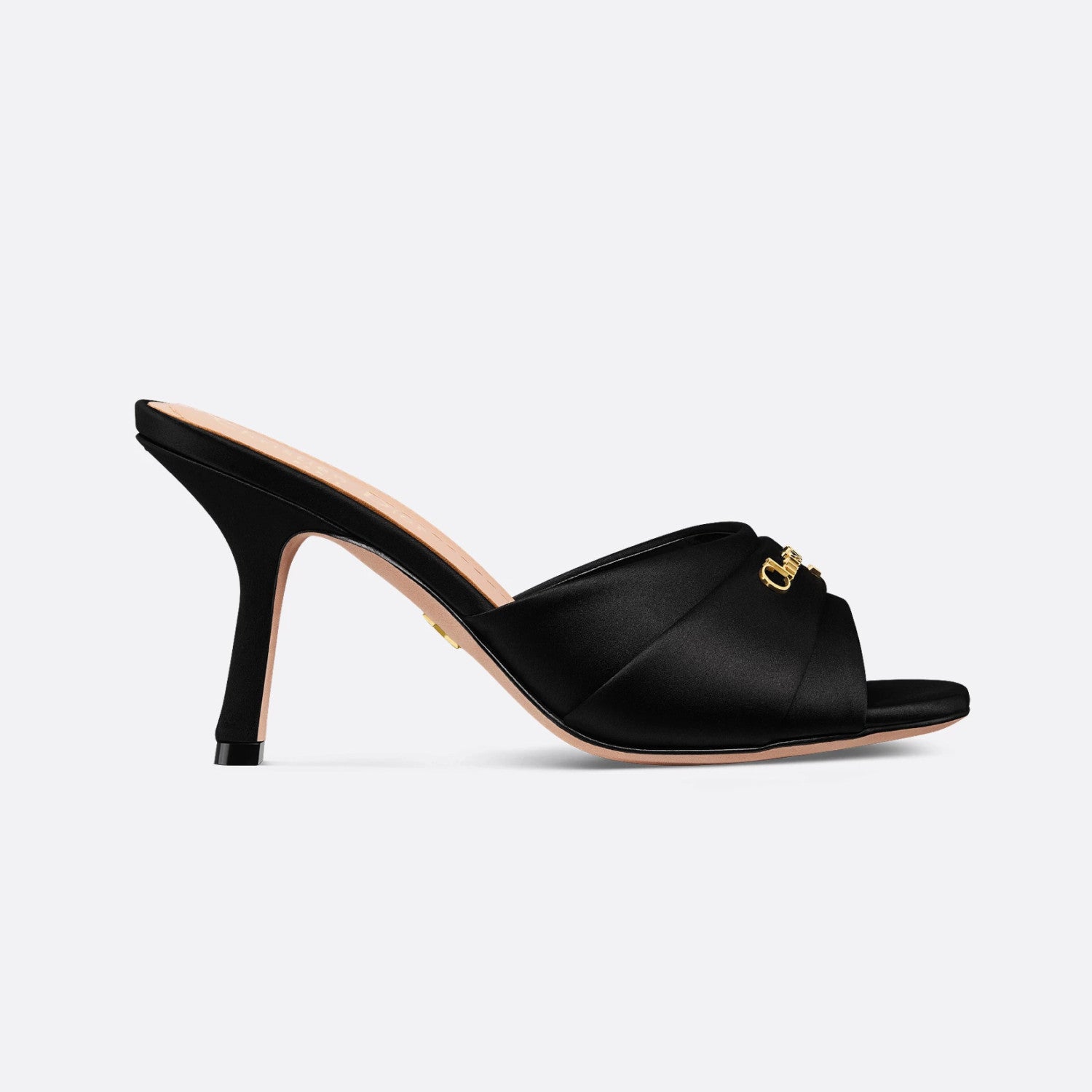 My Dior Heeled Slide Women's Summer Gold Letter Print Solid Color Leather 10cm High Heel Sandals Shoes #77216