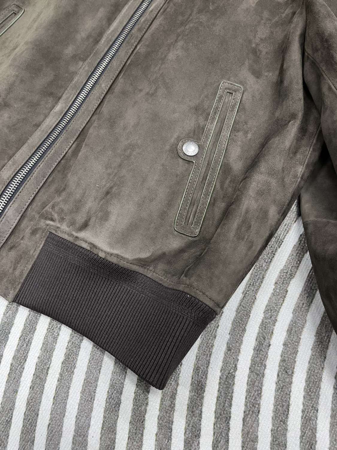 Tom Ford Men's Fall/Winter Casual Fashion Crew Neck Zipper Long Sleeve Baseball Leather Jacket #79296