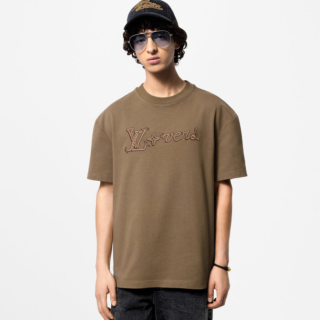 Louis Vuitton Men's Summer Solid Color Embroidered Letter Logo Round Neck Cotton Short Sleeve T-Shirt #72431