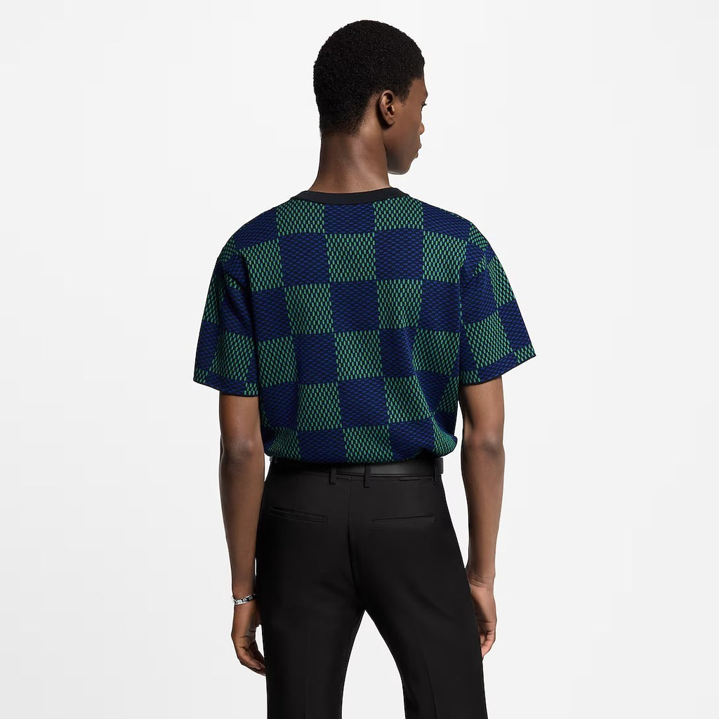 Louis Vuitton ﻿Men's Summer Check Letter Jacquard Damier Cotton Crewneck Round Neck Solid Color Short Sleeve T-Shirt #71878