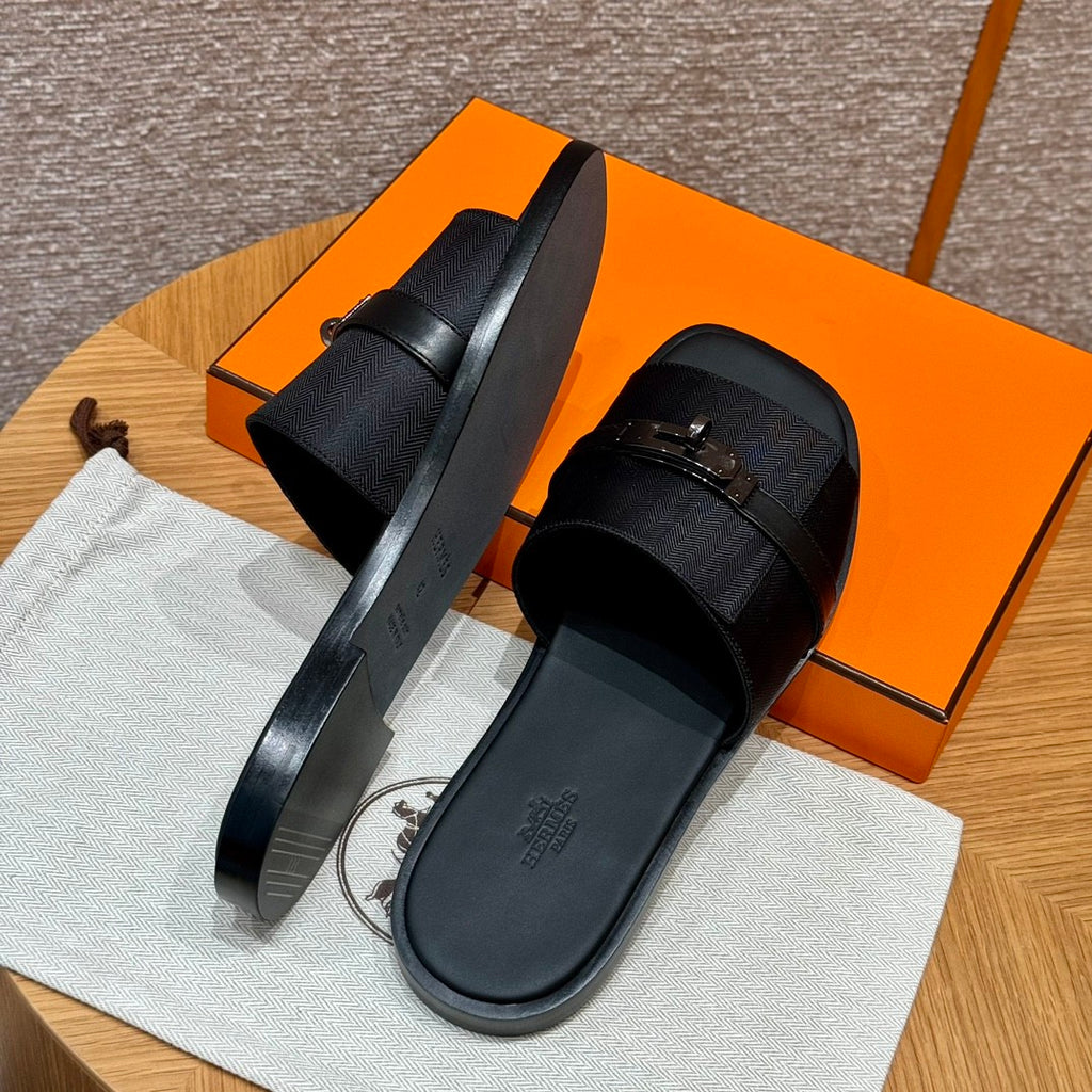 Hermes Gabriel Men's Summer Fashion Comfortable Logo Sandals Leather Casual Slippers #81144