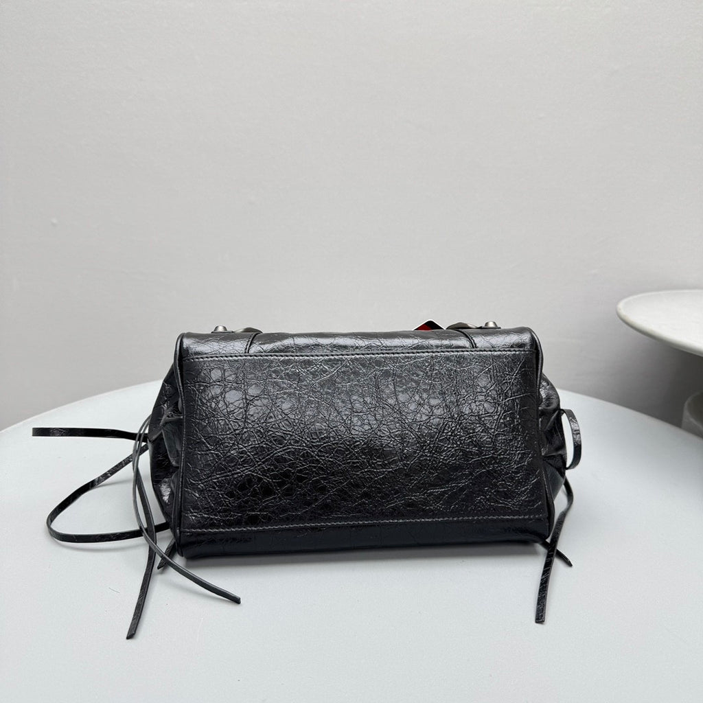 Balenciaga LE CITY Women's Fashion Classic Solid Color Fine Grain Lambskin Small Bowling Bag Handbag Crossbody Bag  Bags 8352562AB1G1000 #78616