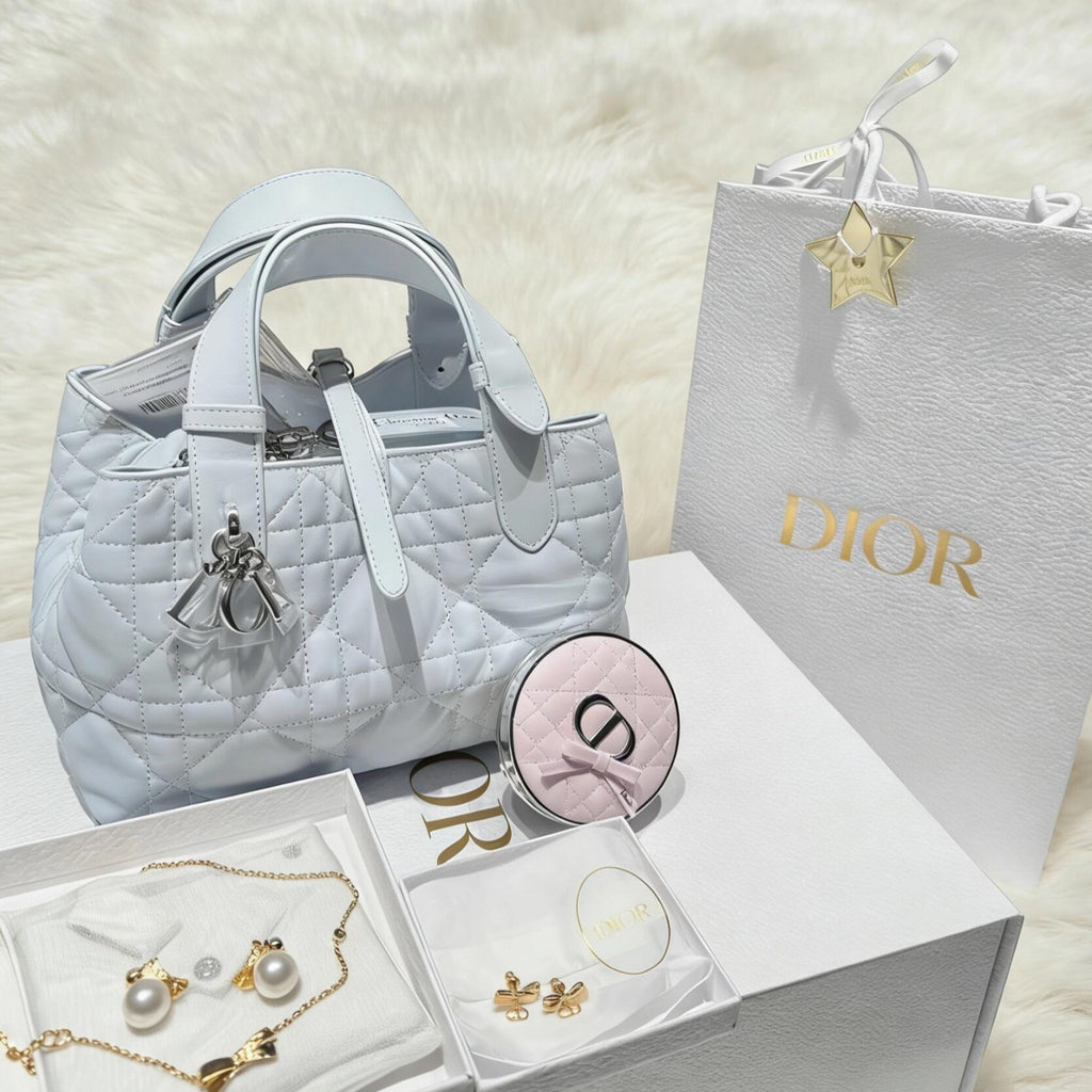 Dior Small Dior Toujours Bag Ice Blue Macrocannage Calfskin #379082