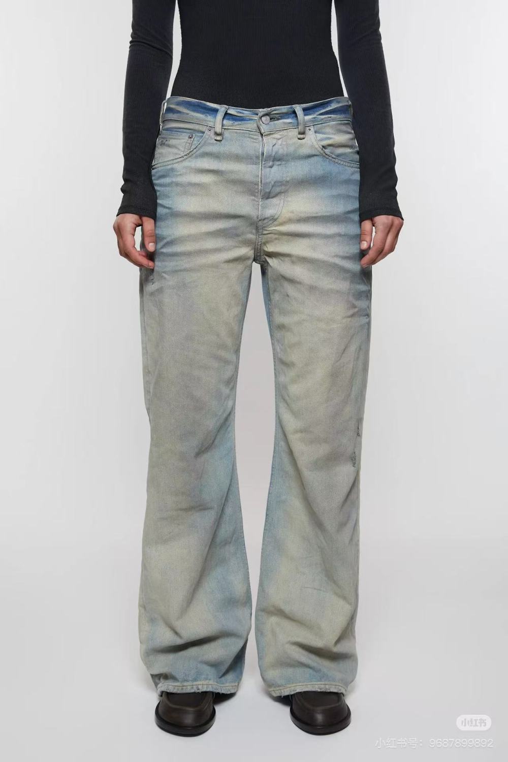 Acne Studios Men's Women's Fall And Winter Light Blue Dirty Vintage Washed Denim Jacket Fashion Casual Straight Jeans Pants Suit Set Ngvp #2652