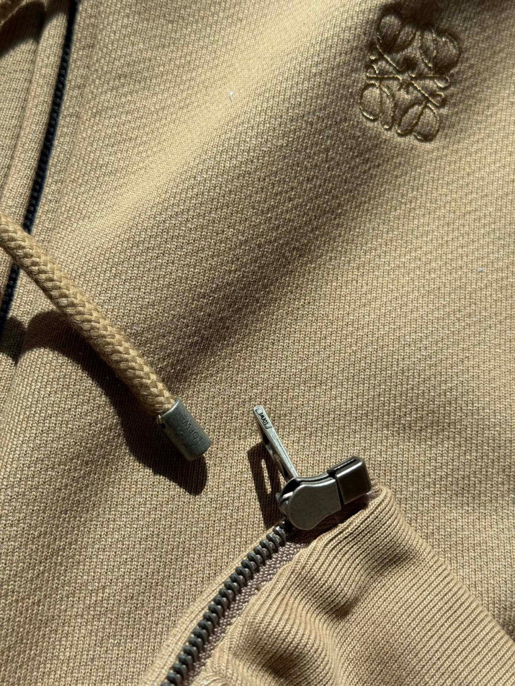 Loewe Zip-up Hoodie in Cotton Beige #333808
