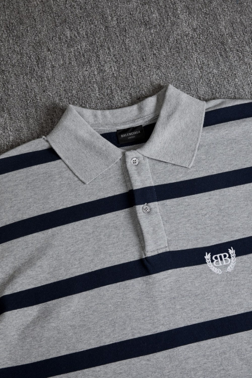 Balenciaga Laurel Classic Men's Summer Striped Oversized Polo Shirt Short-Sleeve T-Shirt #77517
