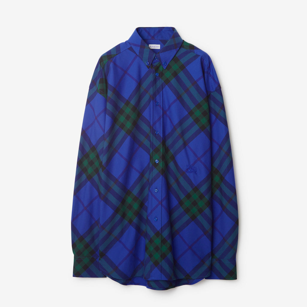 Burberry Men's Spring And Autumn New Retro Plaid Cotton Shirt Color Blocking Single-breasted Lapel Button Down Shirt  #71363