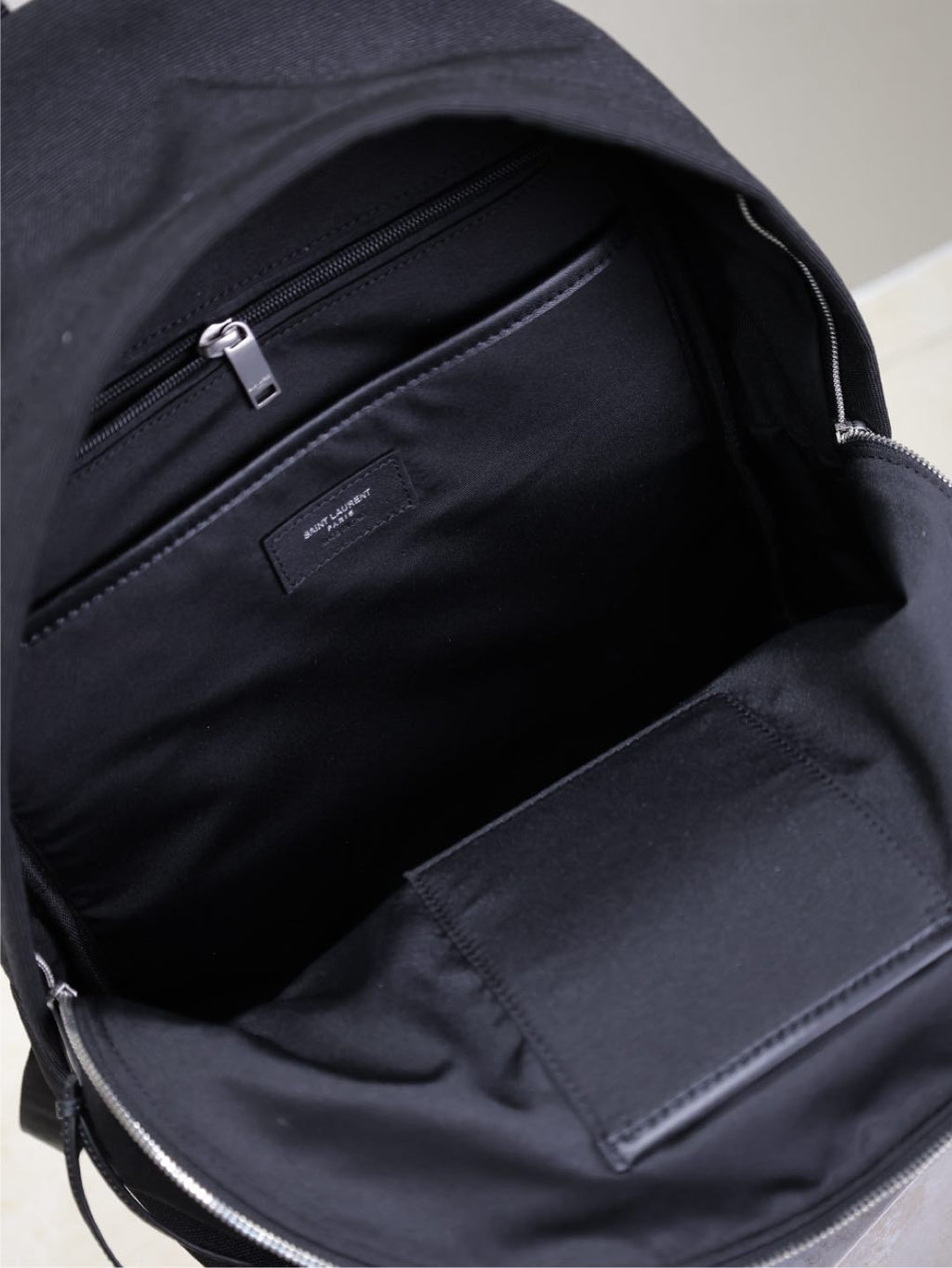 CITY Saint Laurent Embroidered Letter Fabric Leather Panel Backpack Schoolbag Bag Bags #76462