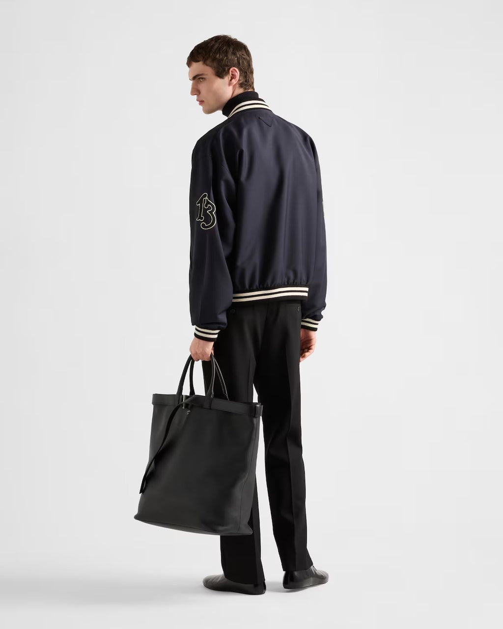 Prada Men's Spring And Autumn Monogrammed Striped Single Breasted Solid Color Long Sleeve Aviator Jacket Ngvp #9272