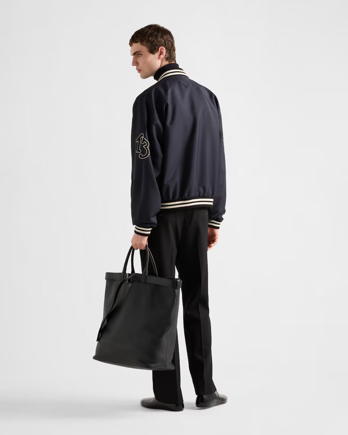 Prada Men's Spring And Autumn Monogrammed Striped Single Breasted Solid Color Long Sleeve Aviator Jacket Ngvp #9272