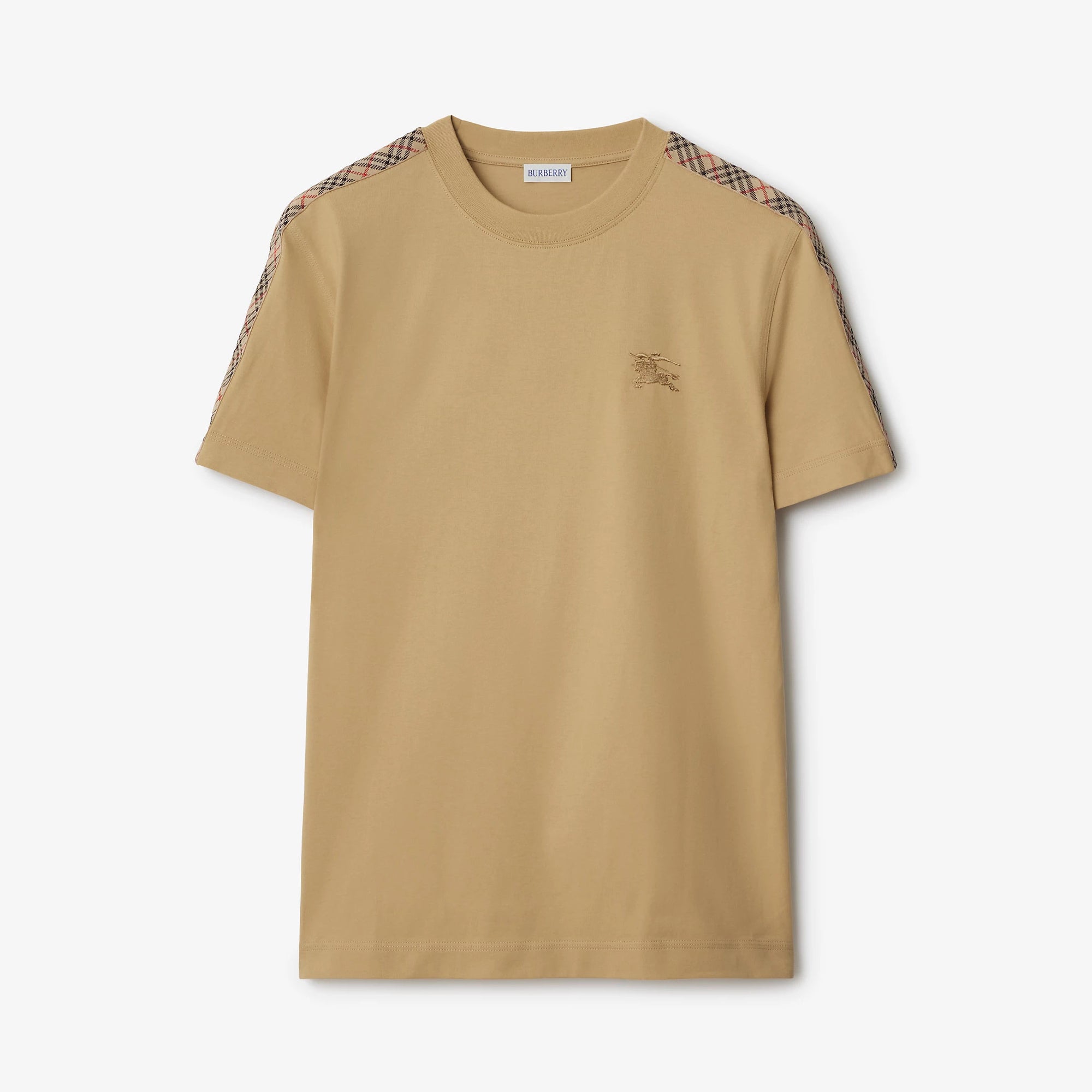 Burberry Men's Summer War Horse Embroidery Check Print Short Sleeve Round Neck T-Shirt #76765