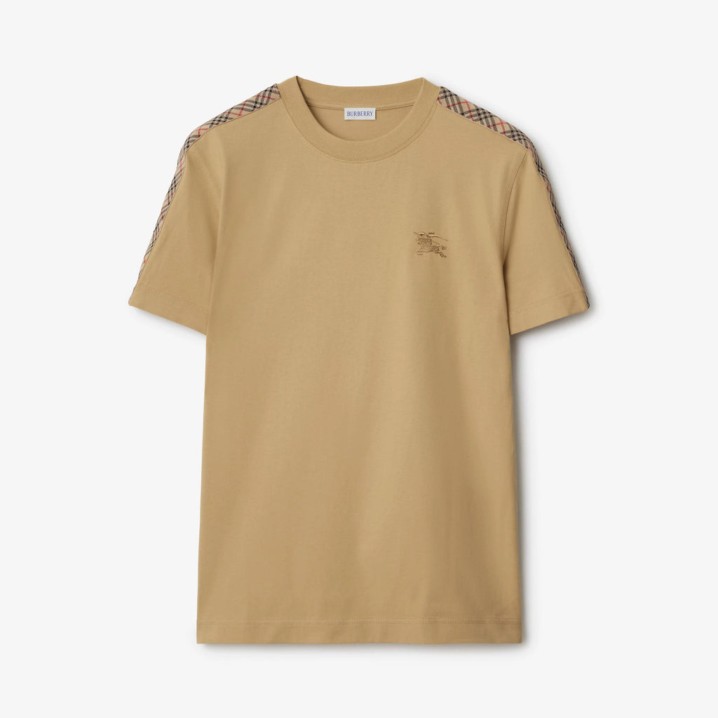 Burberry Men's Summer War Horse Embroidery Check Print Short Sleeve Round Neck T-Shirt #76765
