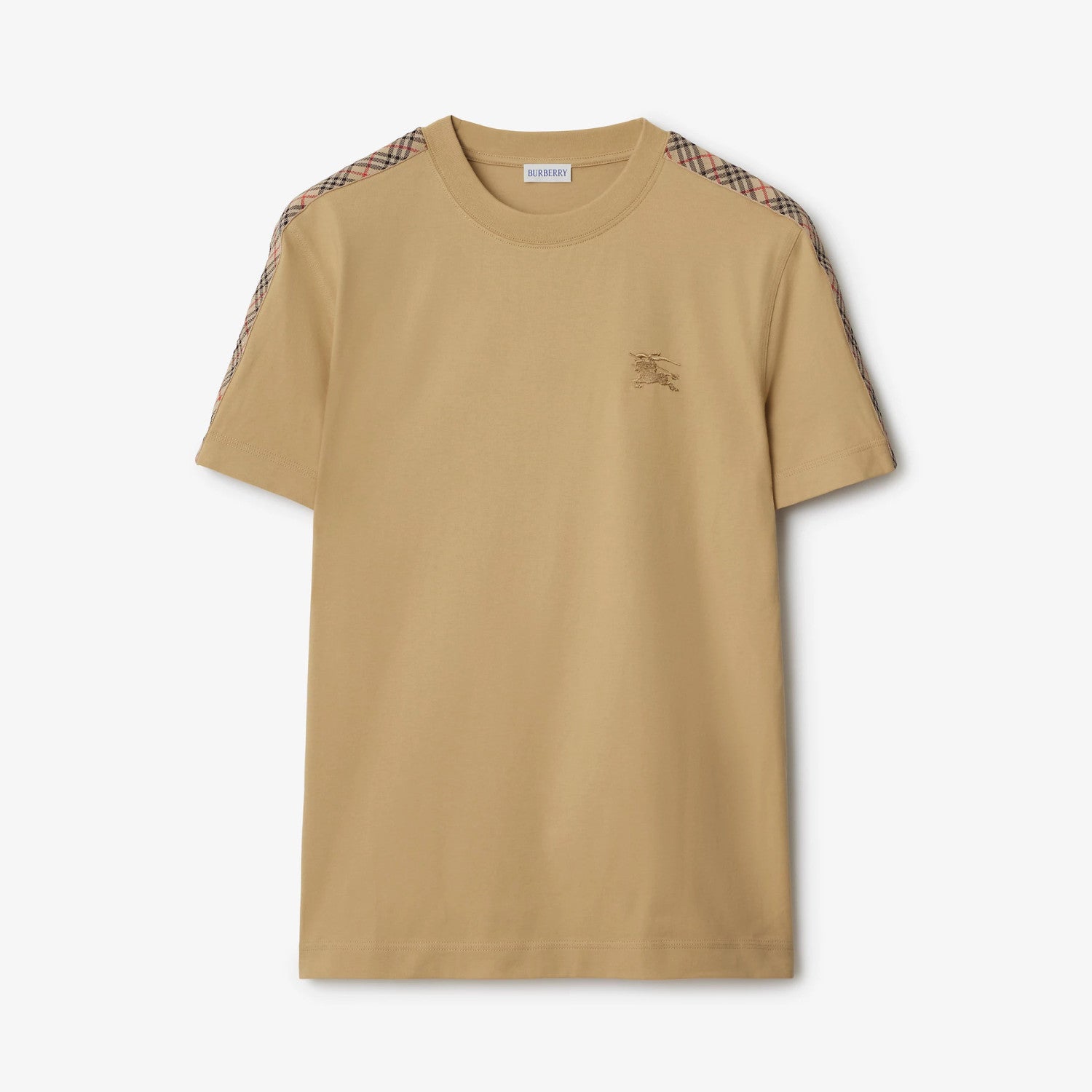 Burberry Men's Summer War Horse Embroidery Check Print Short Sleeve Round Neck T-Shirt #76765