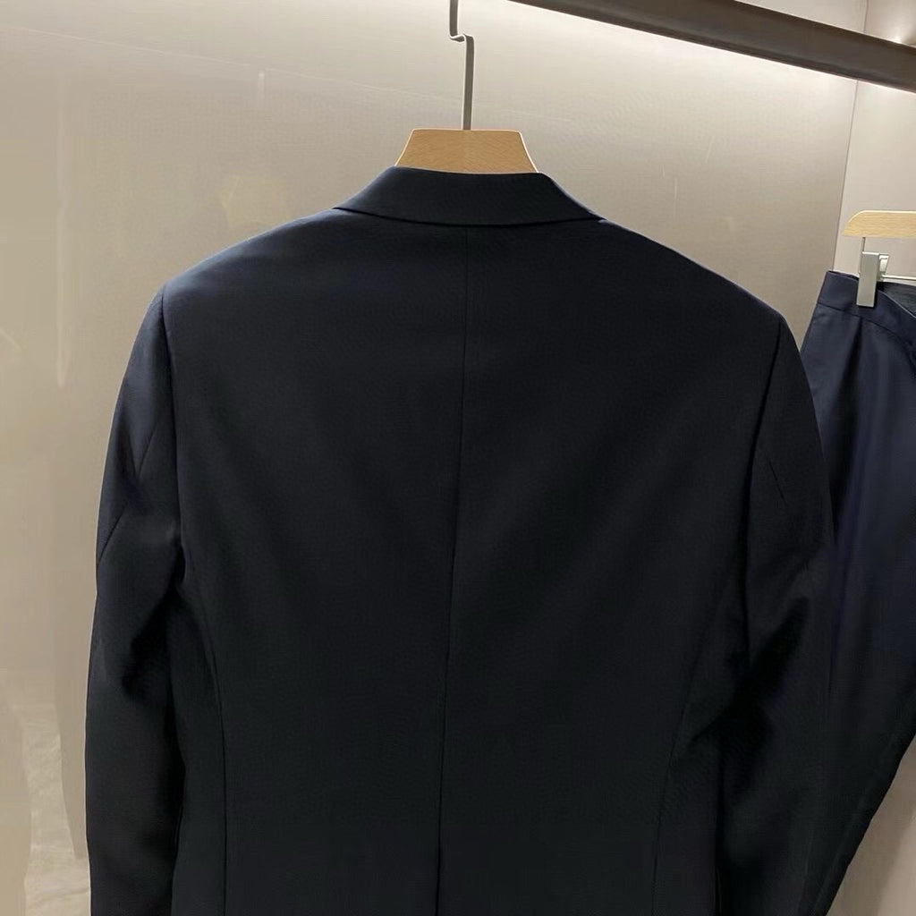 Dior Men's Spring/Autumn Solid Color Business Casual V-neck Single-breasted Wool Blazer Suit Jacket and Trousers Pants Set #77158